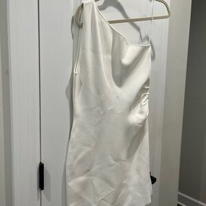 Zara One-Shoulder Ivory Mini Dress